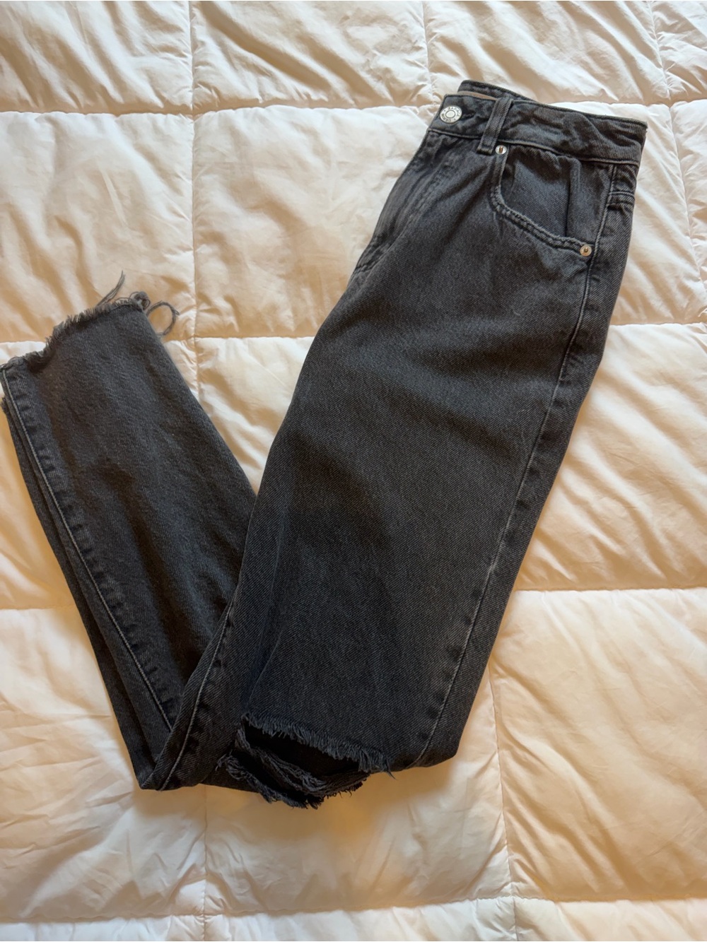 Garage High-Rise Black Raw Hem Jeans